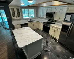 Black marble metallic epoxy kitchen floor — epoxy flooring near me in Parrish, FL