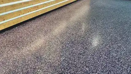 Blue and gray flake commercial epoxy floor — epoxy flooring near me in Apollo Beach, FL
