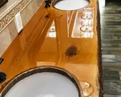 Copper metallic epoxy bathroom vanity countertop — epoxy flooring near me in Bradenton, FL