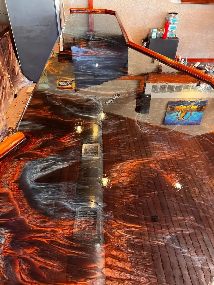 Copper and black metallic epoxy bar top — epoxy flooring near me in Sarasota, FL