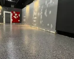 Gray flake epoxy studio floor — epoxy flooring near me in Sarasota, FL