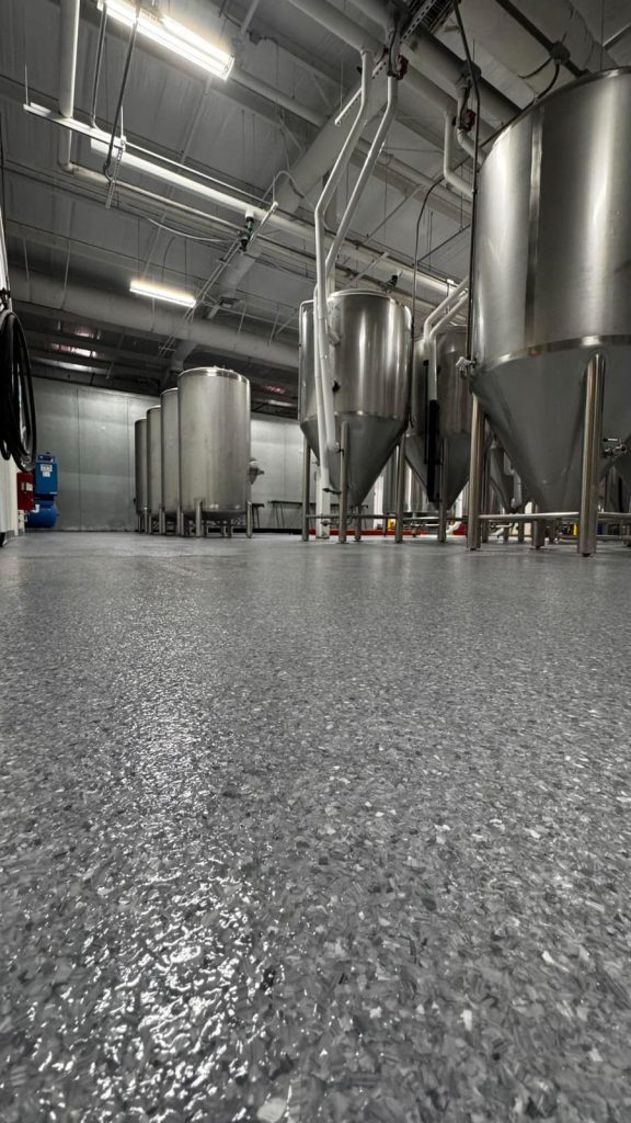 Epoxy floor in an industrial production space