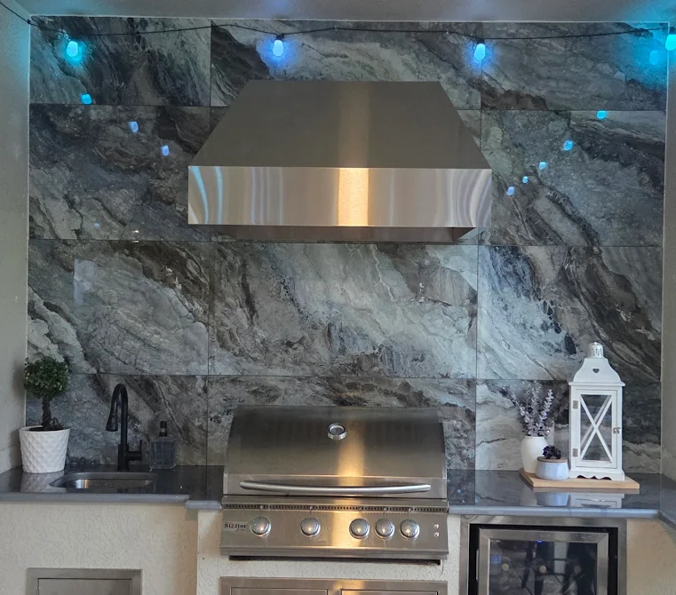 Metallic outdoor kitchen